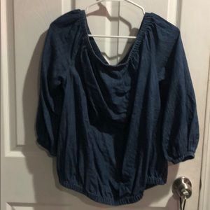 Denim off the shoulder shirt